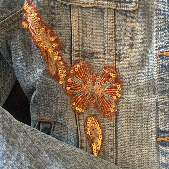 One of a Kind, Embellished, No Buttons Jean Jacket - Picture 3 of 6